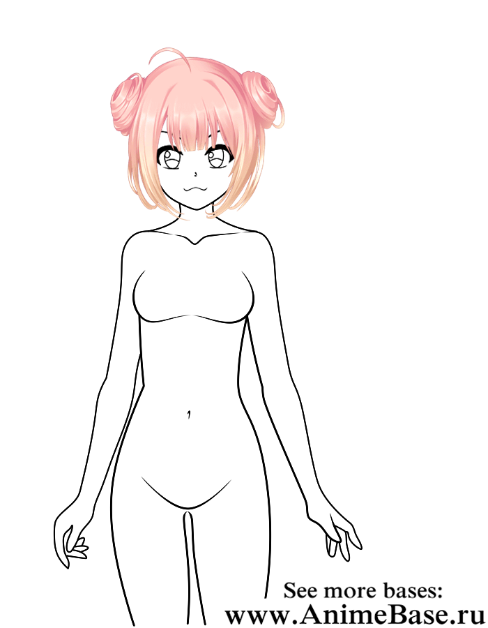 anime girl body base with hair and eyes