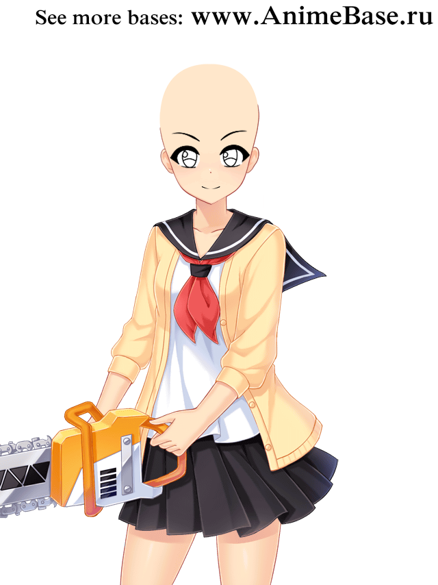 anime base schoolgirl with chainsaw